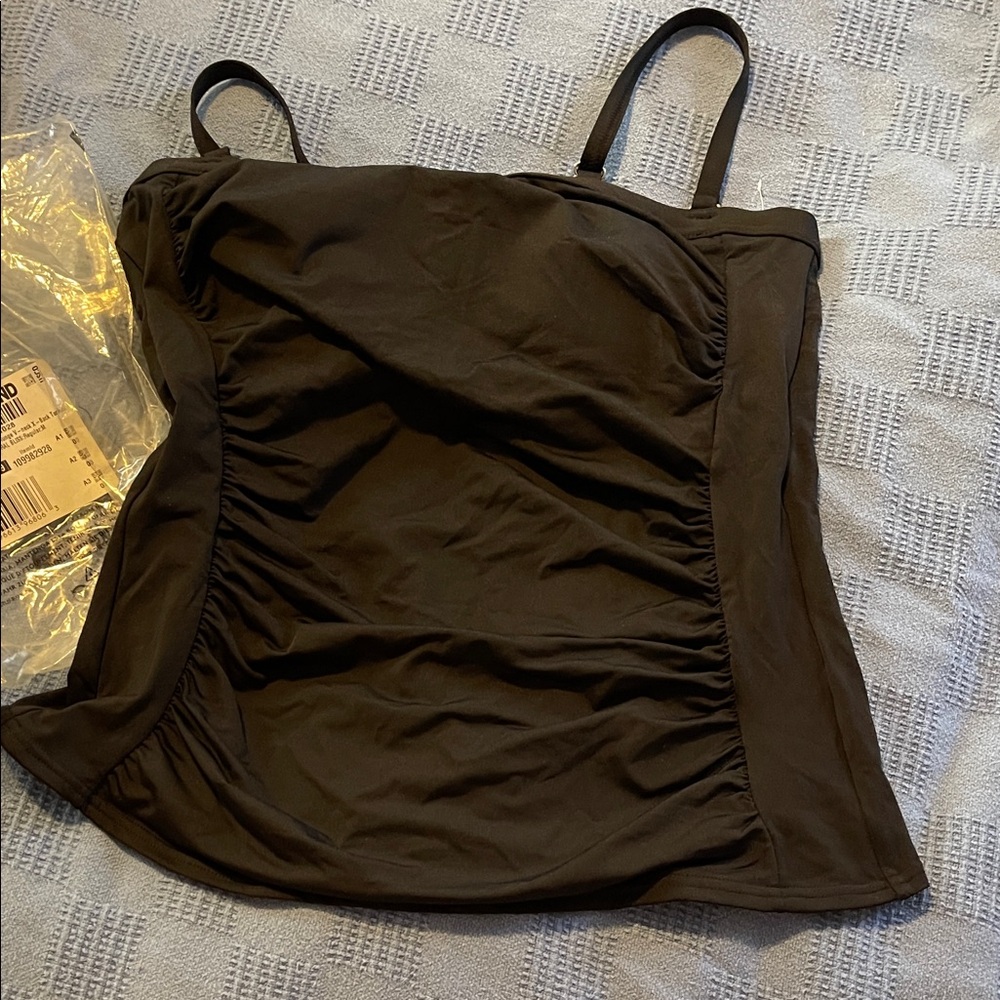 Lands' End Women's Black Ruched Bikini Top
